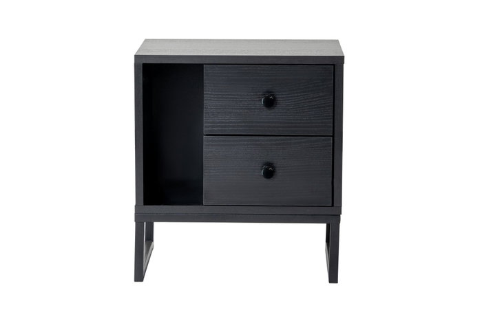 Nordure Glimmer Mesilla de Noche, Wood Black, Negro, Mueble Dormitorio 45.2x50x29.5cm